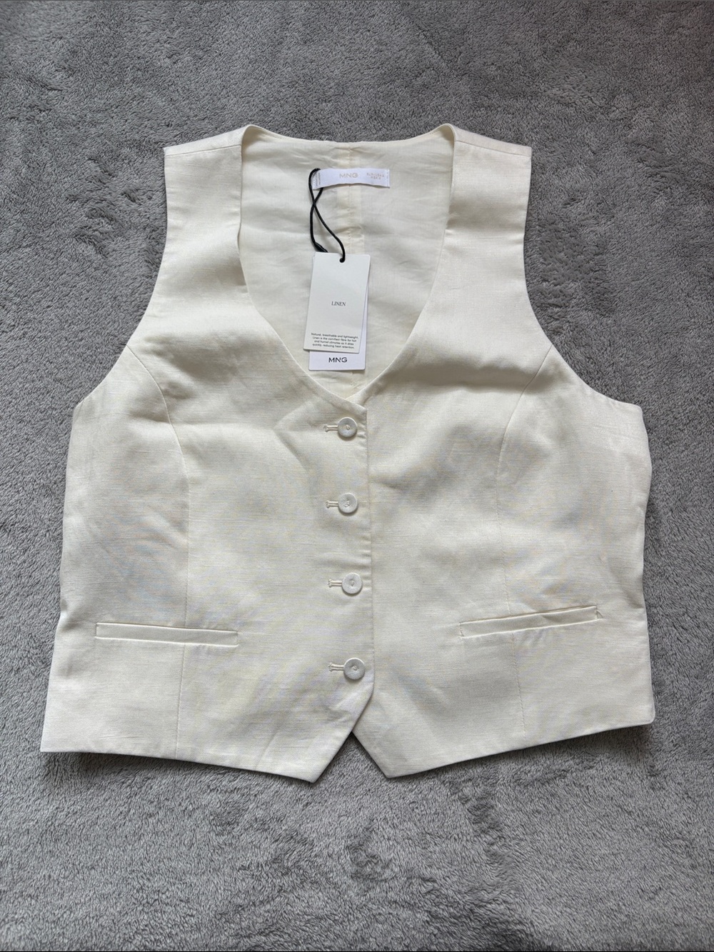 Mango Ivory Button-Front Vest